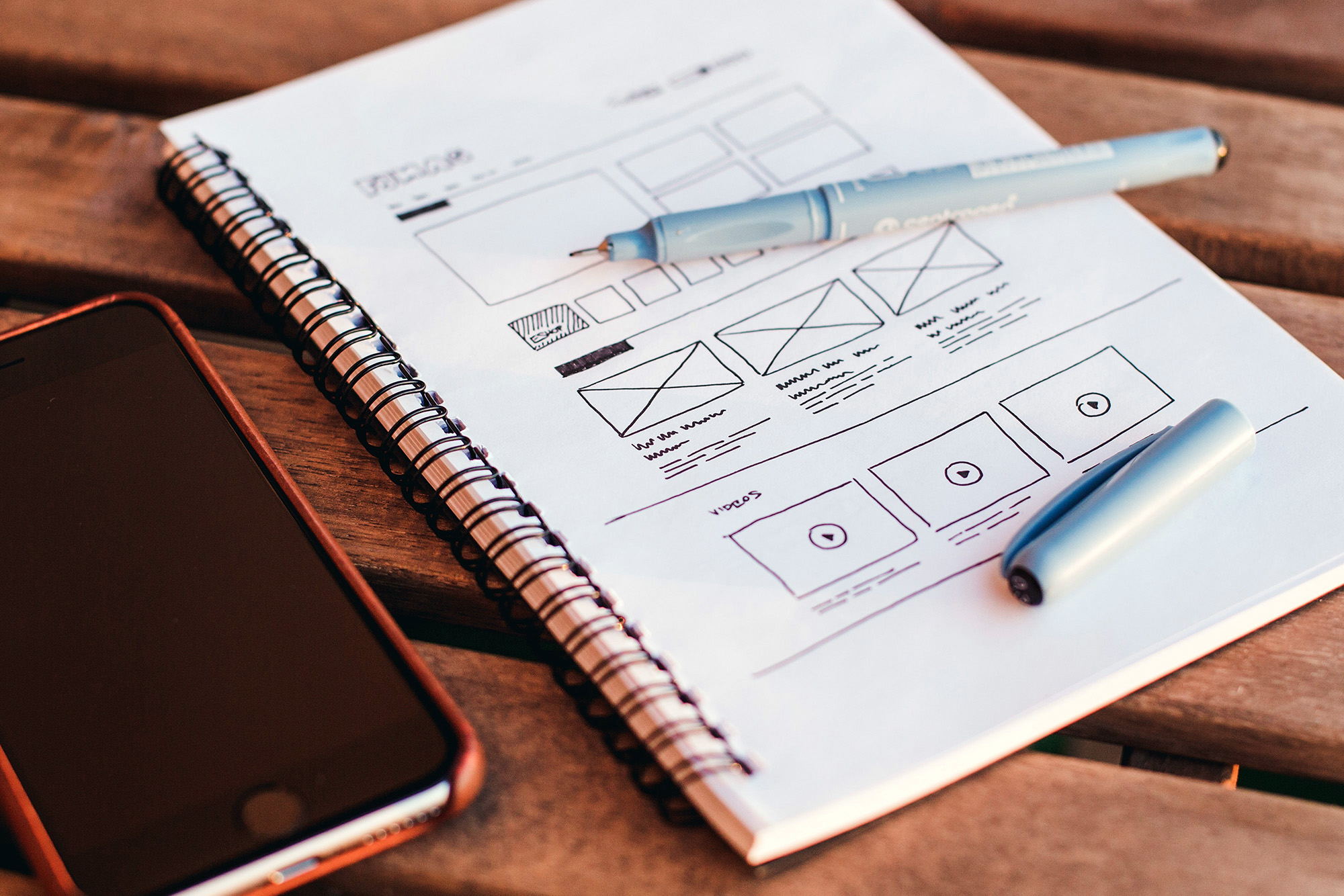 Hand drawn wireframe sketch