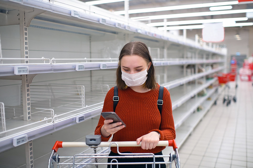 Empty supermarket shelf